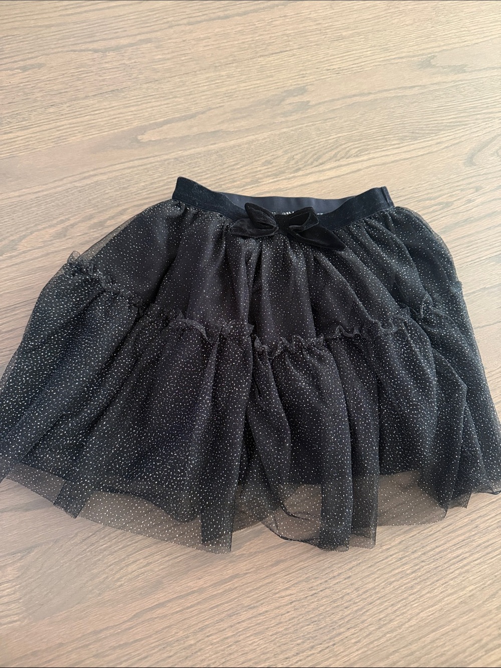 H&M Black Sparkle Layered Tulle Skirt with Bow Accent